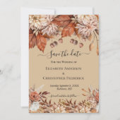 Save The Date Terracotta Blanc Brown Floral Élégant Mariage Boho (Devant)