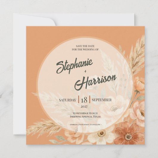 Save The Date Terracotta Bloom Enregistrez la Date (Devant)