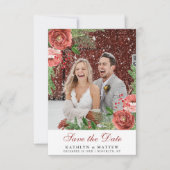 Save The Date Terracotta Blush rose floral Pine d'hiver Mariage (Devant)