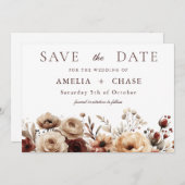 Save The Date Terracotta Bohemian Floral Mariage (Devant / Derrière)