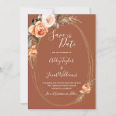 Save The Date Terracotta Boho Fall Floral Photo Mariage (Devant)