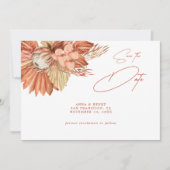 Save The Date Terracotta Boho Séché Pampas Floral Enregistrer La (Devant)