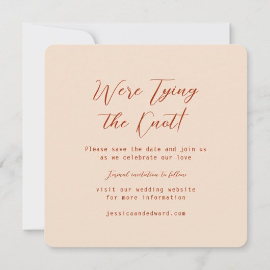 Save The Date Terracotta Brûlé Orange & Beige Boho Rustique Mode (Dos)