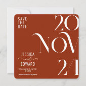 Save The Date Terracotta Brûlé Orange Boho Rustique Simple Moder (Devant)