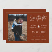 Save The Date Terracotta Brûlé Orange Simple Photo manuscrite (Devant / Derrière)