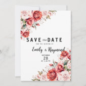 Save The Date Terracotta Burgundy Blush Floral QR Code Wedding  (Devant)