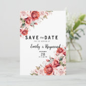 Save The Date Terracotta Burgundy Blush Floral QR Code Wedding  (Debout devant)