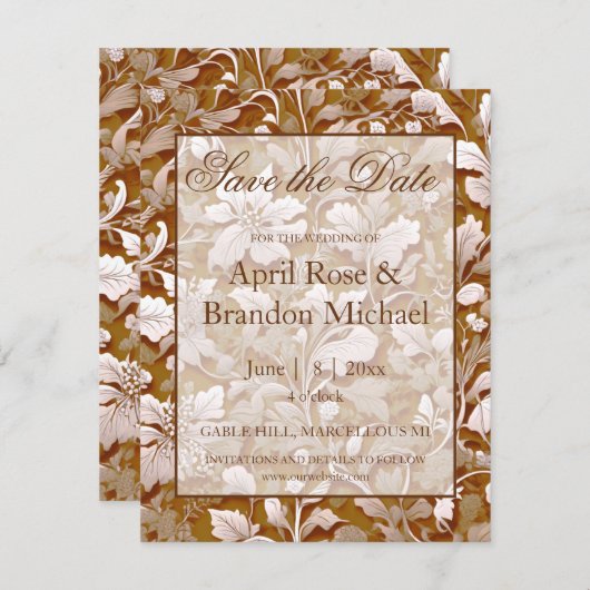 Save The Date Terracotta Burnt Orange Boho botanique moderne (Devant / Derrière)