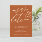 Save The Date Terracotta Earth Save Date Photo Calligraphy (Debout devant)