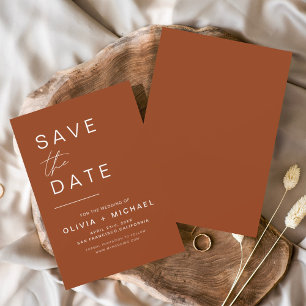 Save The Date Terracotta Enregistrer la Date Minimaliste Script