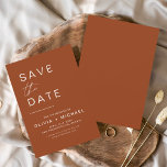 Save The Date Terracotta Enregistrer la date Script minimaliste<br><div class="desc">Mariage Boho Terracotta Enregistrer les cartes Date Les cartes Save the Date contiennent une typographie de script moderne lettrée à la main qui sont élégantes,  simples et modernes à utiliser après que vous minimaliste simple célébration de mariage.</div>