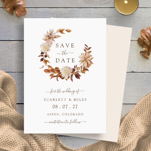 Save The Date Terracotta Fall Wreath Wedding Enregistrer La Date