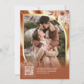 Save The Date Terracotta Floral Beige Gold QR Code Photo Mariage (Dos)