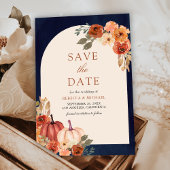 Save The Date Terracotta Floral Citrouille Marine Mariage bleu