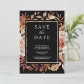 Save The Date Terracotta Floral Photo Mariage noir (Debout devant)