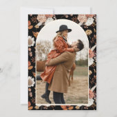 Save The Date Terracotta Floral Photo Mariage noir (Dos)