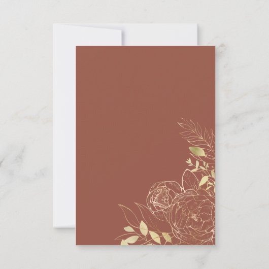 Save The Date Terracotta & Gold Peony Mariage Floral moderne (Dos)