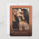 Save The Date Terracotta Gold Script & Marble Photo Overlay (Devant)