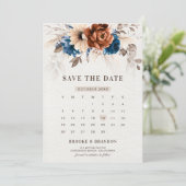 Save The Date Terracotta Marine Bleu Pampas Grass Mariage rustiq (Debout devant)