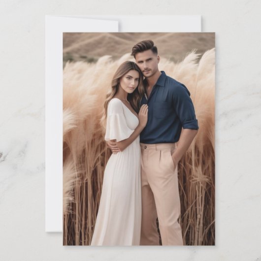 Save The Date Terracotta Marine Bleu Pampas Grass Mariage rustiq (Dos)