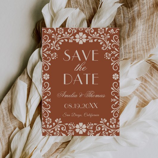 Save The Date Terracotta Mexican Wedding