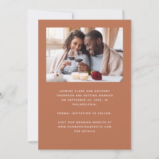 Save The Date Terracotta minime Boho Arch 2 Photo (Dos)