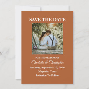 Save The Date Terracotta moderne Brunt Orange Mariage de automne