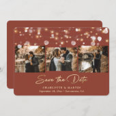 Save The Date Terracotta moderne et Gold 3 Photo Enregistrer la (Devant / Derrière)