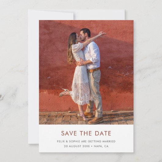 Save The Date Terracotta moderne | Mariage de rouille orange brû (Devant)