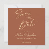 Save The Date Terracotta Moderne minimaliste Mariage élégant (Devant)