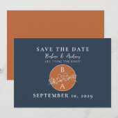 Save The Date Terracotta Noces Monogramme Marine (Devant / Derrière)