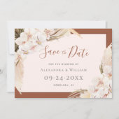 Save The Date Terracotta Pampas Floral Photo Mariage de automne (Devant)