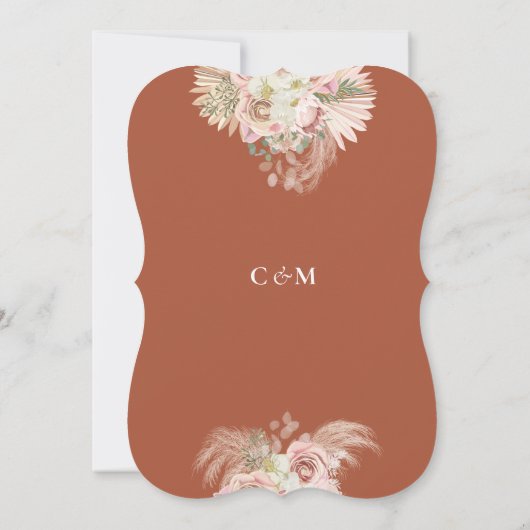 Save The Date Terracotta Pampas Grass Boho Arch Mariage (Dos)