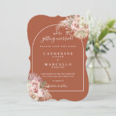 Save The Date Terracotta Pampas Grass Boho Arch Mariage (Debout devant)