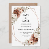 Save The Date Terracotta Pampas Grass Russe Mariage géométrique (Devant / Derrière)