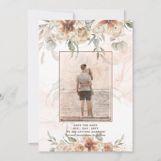 Save The Date Terracotta Pampas Mariage PHOTO Grass Enregistrer  (Devant)