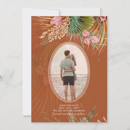 Save The Date Terracotta Pampas Mariage PHOTO Grass Enregistrer  (Devant)