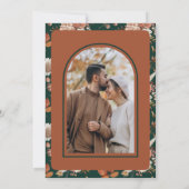 Save The Date Terracotta Pumpkin Floral Emerald Green Wedding (Dos)