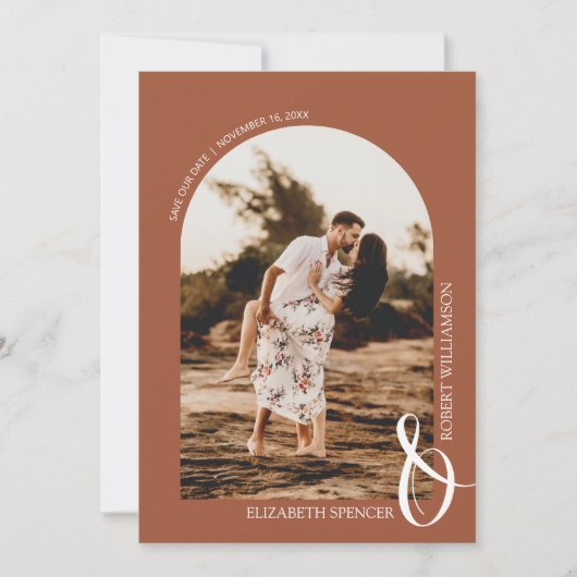 Save The Date Terracotta QR Code Mariage Photo Enregistrer la da (Devant)