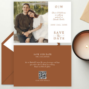 Save The Date Terracotta QR Photo Enregistrer la date