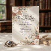 Save The Date Terracotta Rose Rustic Romantic Boho 