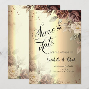 Save The Date Terracotta Roses Élégant Écriture Dorée Enregistre
