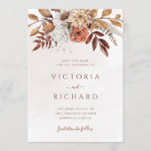 Save The Date Terracotta Rouille Fleurs Bohème Mariage Automnal (Devant)