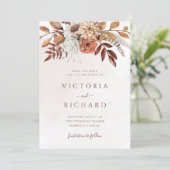 Save The Date Terracotta Rouille Fleurs Bohème Mariage Automnal (Debout devant)