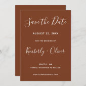 Save The Date Terracotta Rustic Burnt Orange Enregistrer la date (Devant / Derrière)