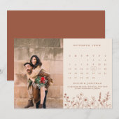 Save The Date Terracotta Rustic Floral Fall Fleur sauvage Photo (Devant / Derrière)
