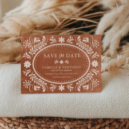Save The Date Terracotta Rustic Papel Picado Enregistrer la date