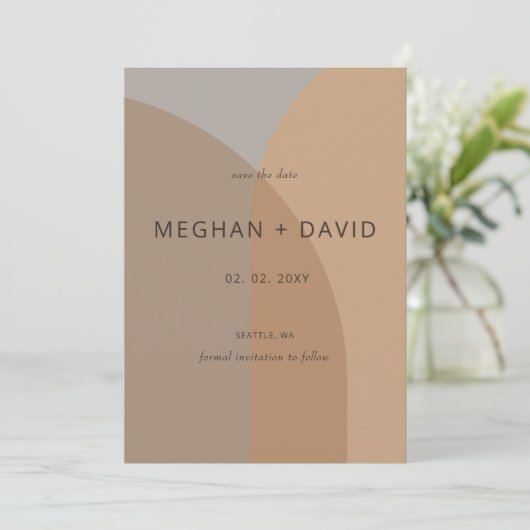 Save The Date Terracotta Rustique Boho Arch Mariage moderne (Debout devant)