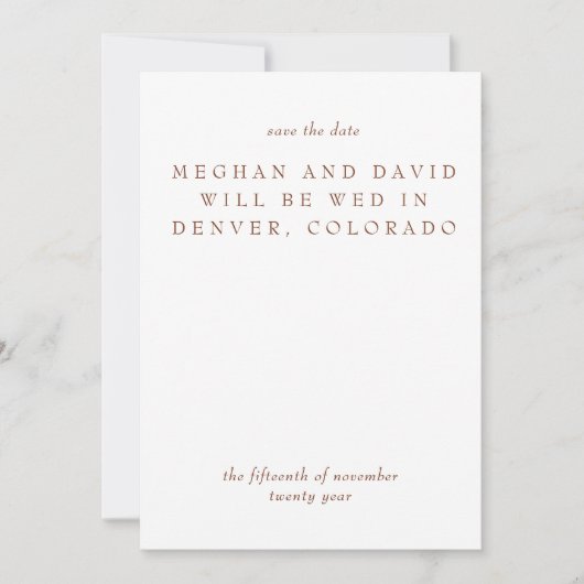 Save The Date Terracotta rustique brûlé Orange moderne (Devant)