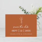 Save The Date Terracotta Rustique moderne main Mariage écrit (Debout devant)